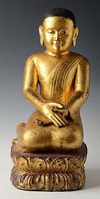 17th - 18th Century, Shan, Burmese Wooden Seated Disciple