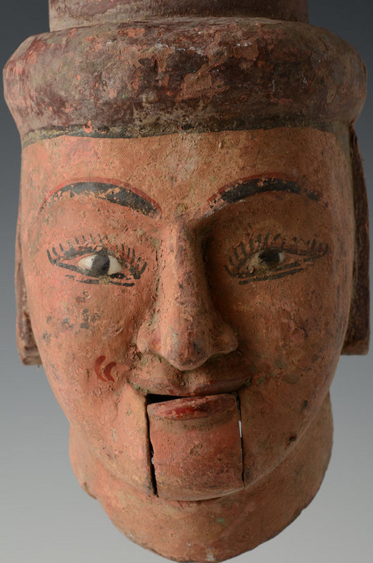 20th Century, Large Burmese Wooden Puppet Head