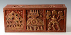 19th Century, Thai Lanna Wooden Bible Chest with Design on 5 Sides