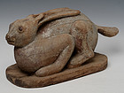 19th Century, Mandalay, Burmese Wooden Rabbit