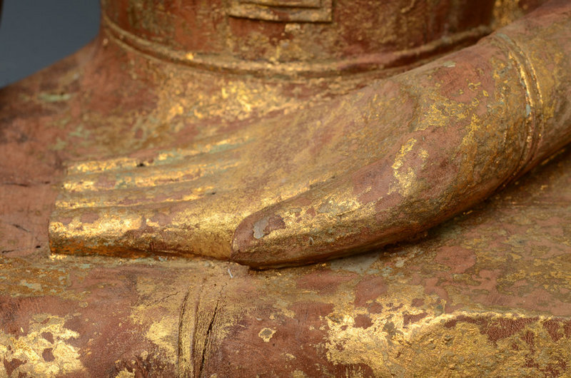 19th Century, Laos Wooden Seated Buddha