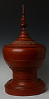 19th Century, Mandalay, Burmese Lacquered Offering Vessel