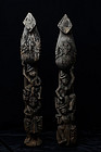 A Pair of Burmese Wooden Chofa with Figures Design