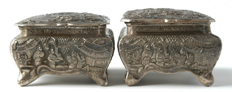A Pair of Chinese Silver Boxes