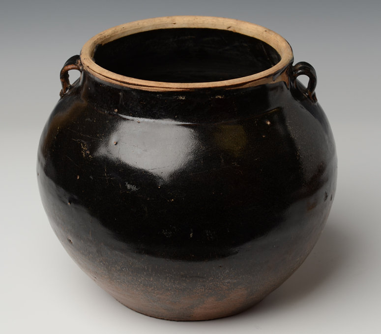 Chinese Dark-Brown Glazed Jar in Globular Form