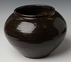Chinese Dark-Brown Glazed Jar in Globular Form
