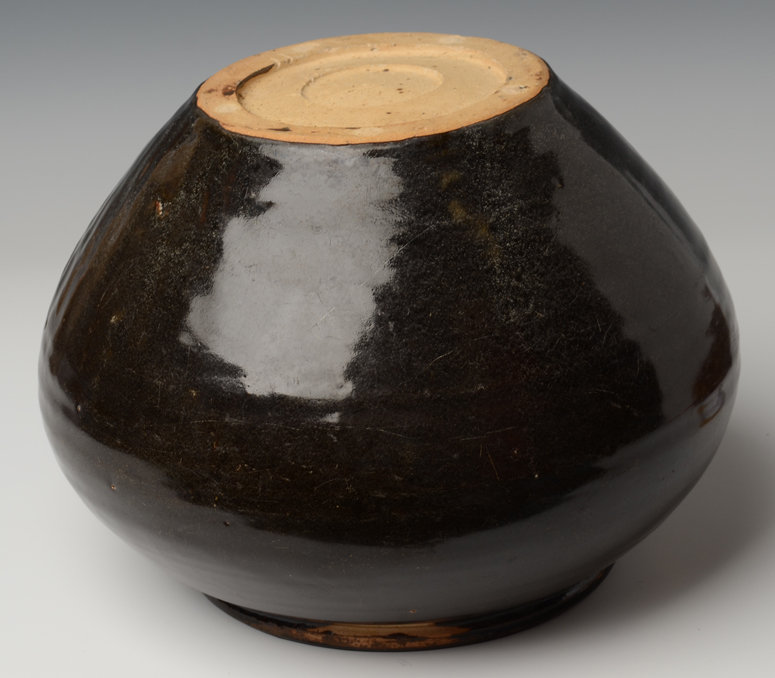 Chinese Dark-Brown Glazed Jar in Globular Form