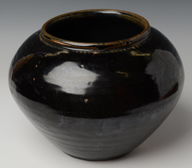 Chinese Dark-Brown Glazed Jar in Globular Form