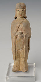 Northern Qi Dynasty, Chinese Pottery Figure of Courtman