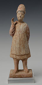 Chinese Pottery Figure of Courtman on Square Base