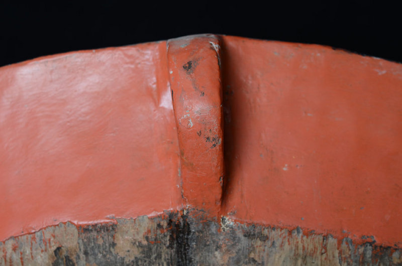 Large Burmese Wooden Tray with Red Lacquer