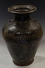 Khmer Dark-Brown Glazed Pottery Jar