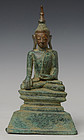 18th Century, Shan, Burmese Bronze Sitting Buddha