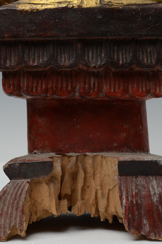 18th Century, Tai Lue Burmese Wooden Seated Buddha
