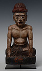 Early 20th Century, Burmese Wooden Seated Figure of A Man