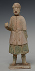 Ming Dynasty, Chinese Painted Pottery Court Man