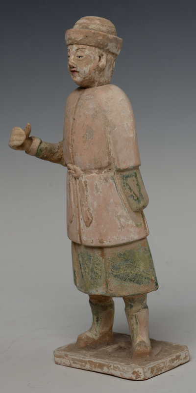 Ming Dynasty, Chinese Painted Pottery Court Man