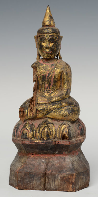 19th Century, Rattanakosin, Thai Wooden Seated Buddha