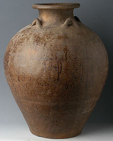 14th-16th Century, Sukhothai Pottery Brown Glazed Jar