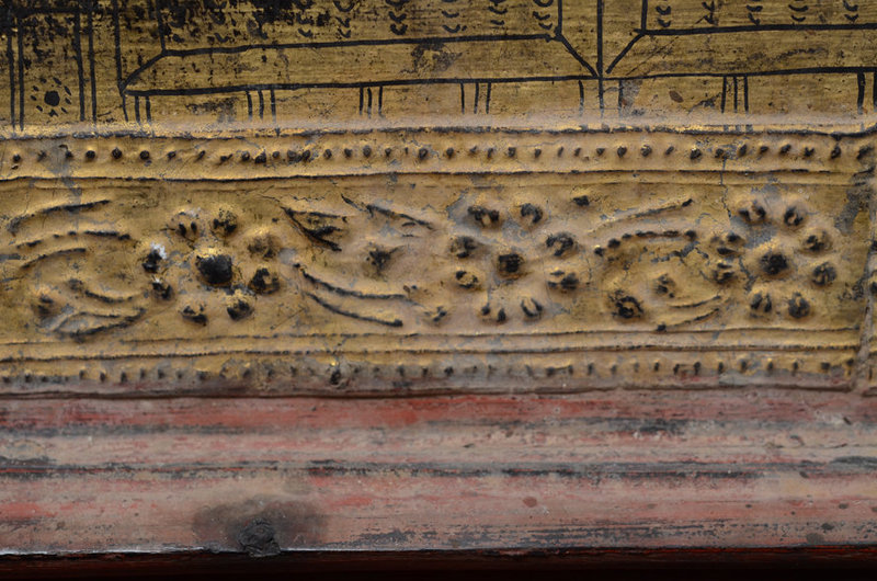 19th Century, Mandalay, Burmese Wooden Chest with Gilded Gold