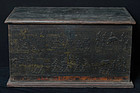 19th Century, Burmese Wooden Chest with Lacquer Design