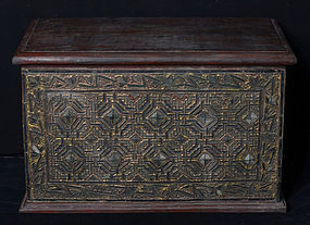 19th Century, Mandalay, Burmese Wooden Chest with Glass