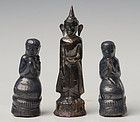 18th C., Shan, A Set of Burmese Silver Respousse Buddha and Disciples