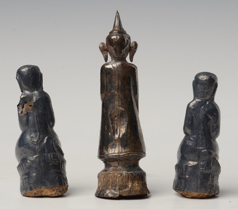18th C., Shan, A Set of Burmese Silver Respousse Buddha and Disciples