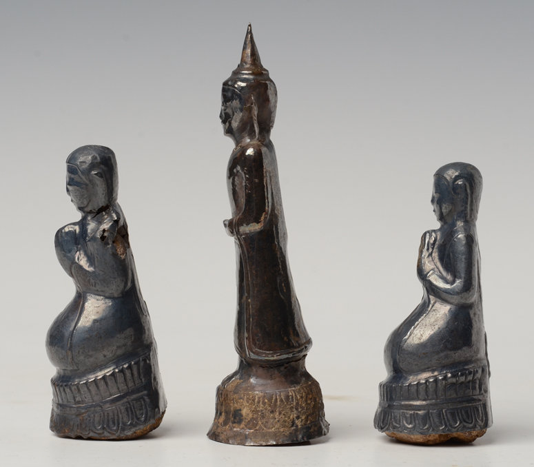 18th C., Shan, A Set of Burmese Silver Respousse Buddha and Disciples