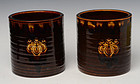 Mid-20th C., Showa, A Pair of Japanese Ceramic Hibachi Vessels