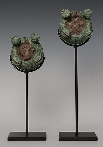 500 B.C., A Pair of Dong Son Bronze Bangles with Bells