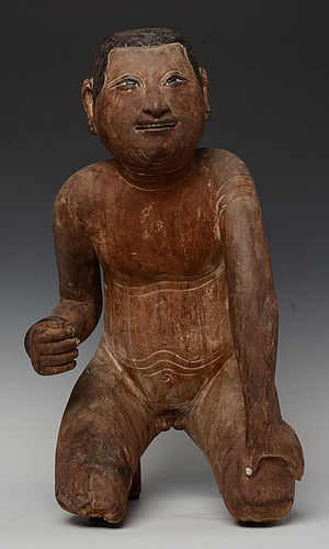 Early 19th Century, Early Mandalay, Burmese Wooden Sitting Figure