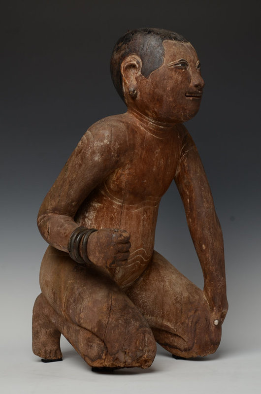 Early 19th Century, Early Mandalay, Burmese Wooden Sitting Figure