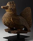 19th C., Mandalay, Burmese Wooden Standing Peacock