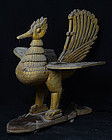 19th C., Mandalay, Burmese Wooden Standing Peacock