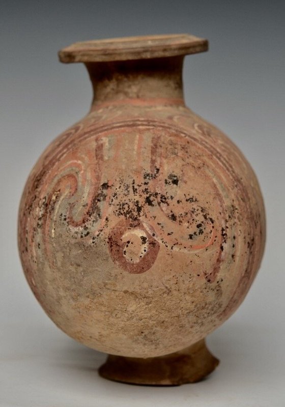 Han Dynasty, Chinese Painted Pottery Cocoon Jar