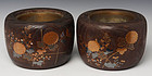 Late 19th C., Meiji, A Pair of Japanese Keyaki Wooden Hibachi Vessels