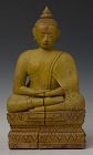 19th Century, Khmer Wooden Seated Buddha
