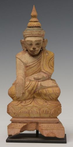 19th Century, Tai Yai Burmese Wooden Seated Buddha