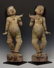 Early 19th Century, A Pair of Burmese Wooden Standing Figures
