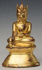 15th Century, Ava, RARE Burmese Bronze Seated Crowned Buddha