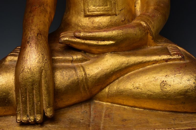 17th Century, Shan, Burmese Wooden Seated Buddha