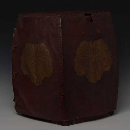 19th Century, Edo, Japanese Wooden Samurai Armor Case with Leather