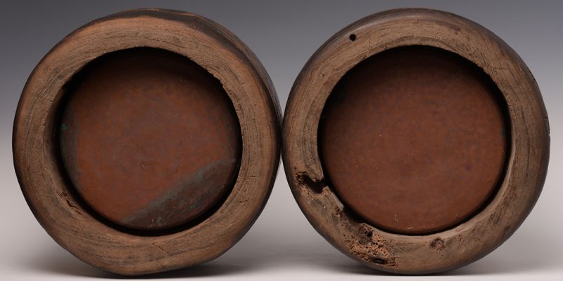 Late 19th C., Meiji, A Pair of Japanese Keyaki Wooden Hibachi Vessels