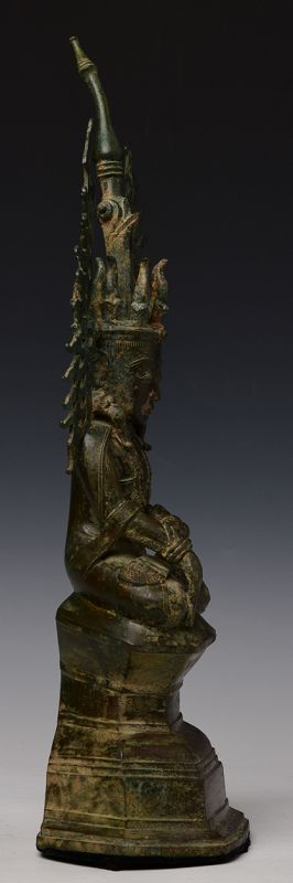 17th Century, Shan, RARE Burmese Bronze Seated Crowned Buddha