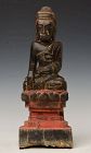 18th Century, Shan, Burmese Wooden Seated Buddha