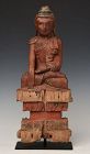 18th Century, Shan, Burmese Wooden Seated Buddha