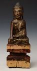 18th Century, Shan, Burmese Wooden Seated Buddha