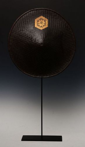 Early 20th Century, Showa, Japanese Bamboo and Lacquered Hat