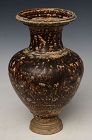 12th - 13th Century, Bayon, Khmer Dark-Brown Glazed Pottery Jar